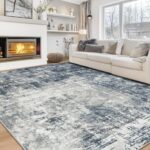 Blue Grey Abstract Area Rug
