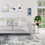 Blue Grey Abstract Area Rug