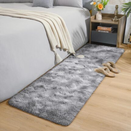 Grey Fluffy Shag Runner Rug
