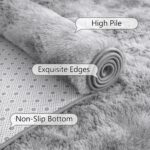 Grey Fluffy Shag Runner Rug