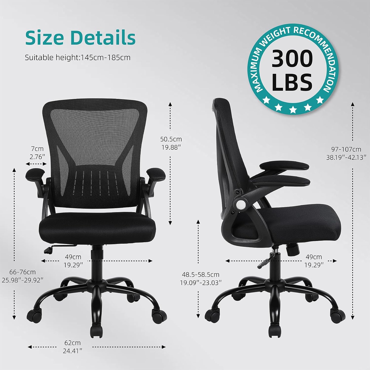 Black Ergonomic Mesh Office Chair with Lumbar Support