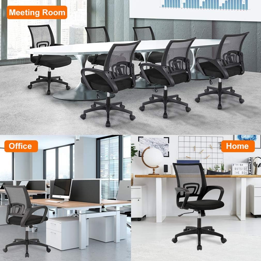 Black Ergonomic Mesh Swivel Chair with Lumbar Support