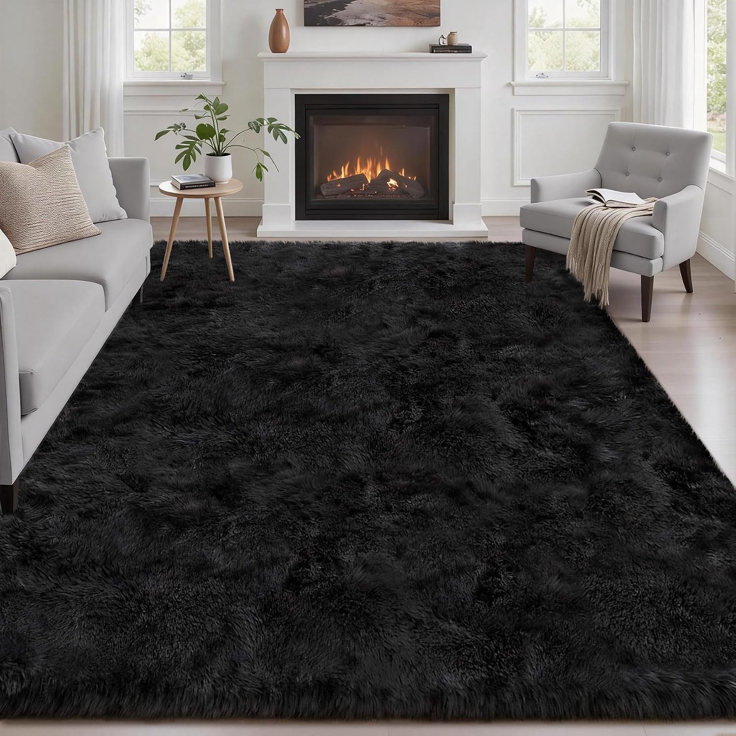 Black Fluffy Shag Rug Black Fluffy Shag Rug