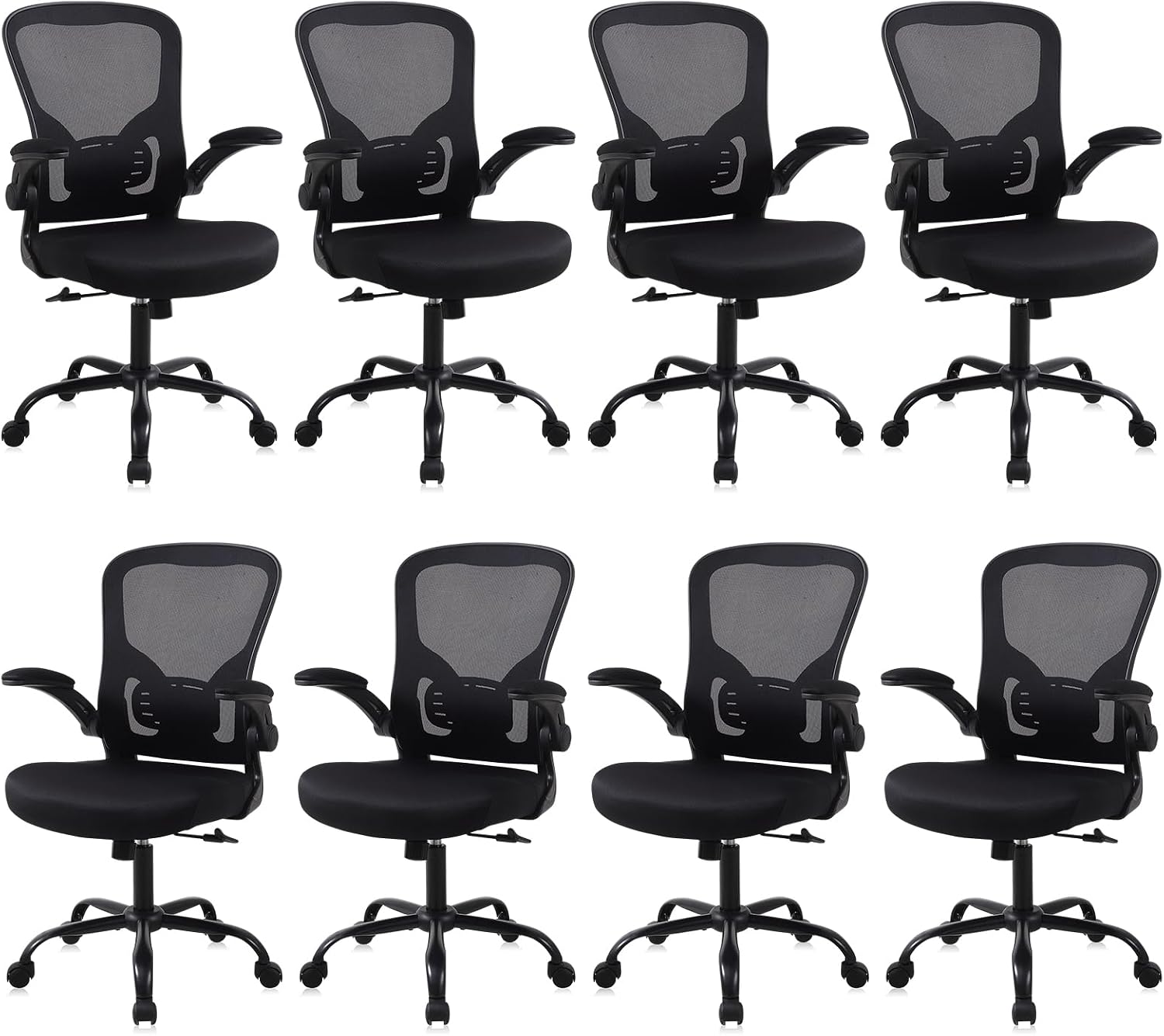 Black Mesh Computer Chair with Flip-Up Arms