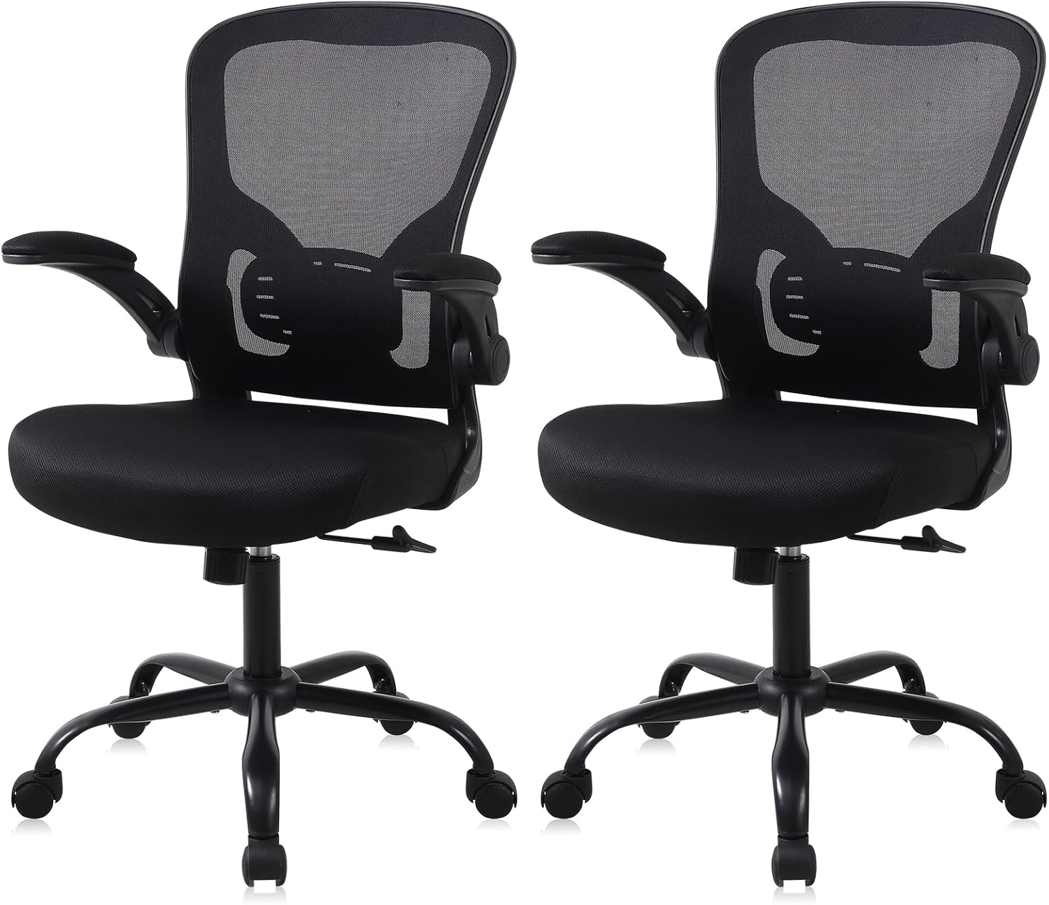 Black Mesh Computer Chair with Flip-Up Arms