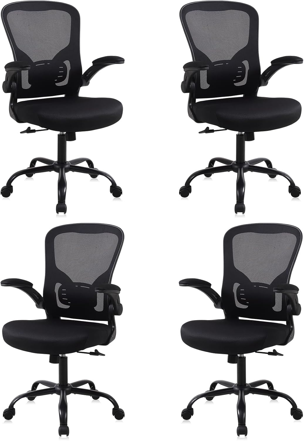 Black Mesh Computer Chair with Flip-Up Arms