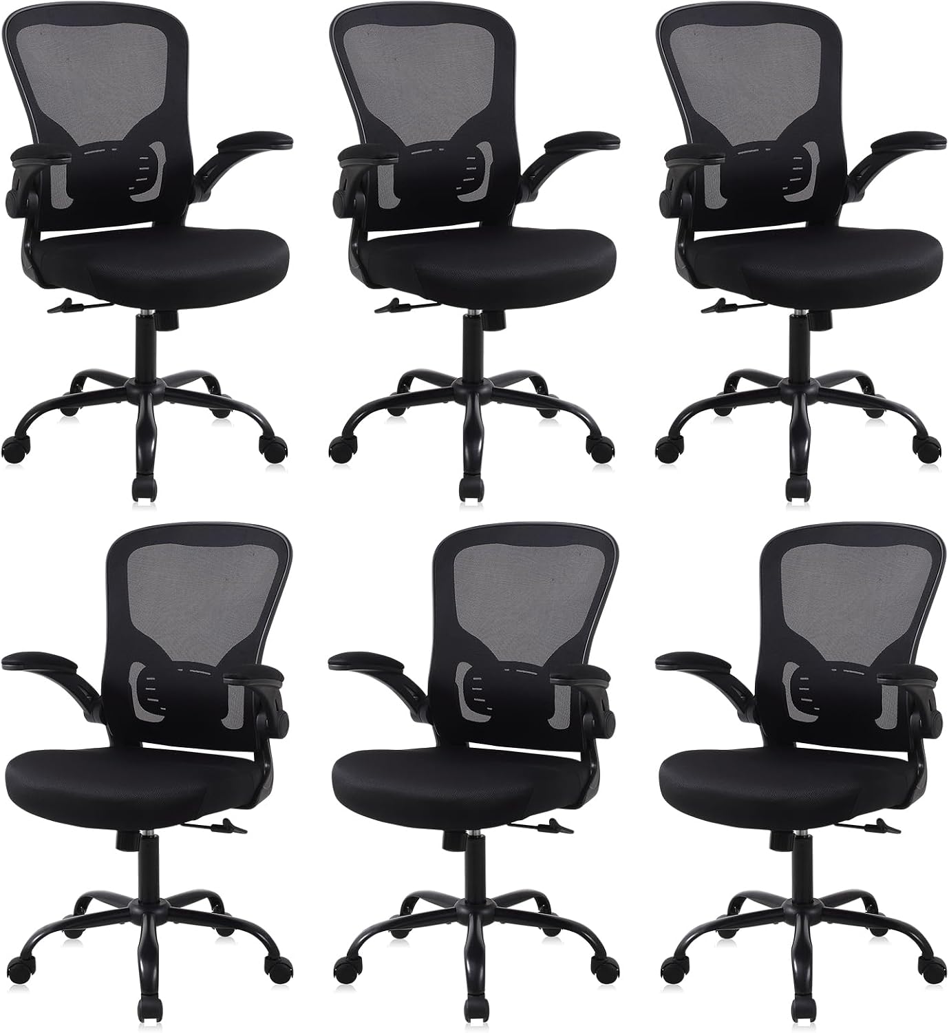 Black Mesh Computer Chair with Flip-Up Arms
