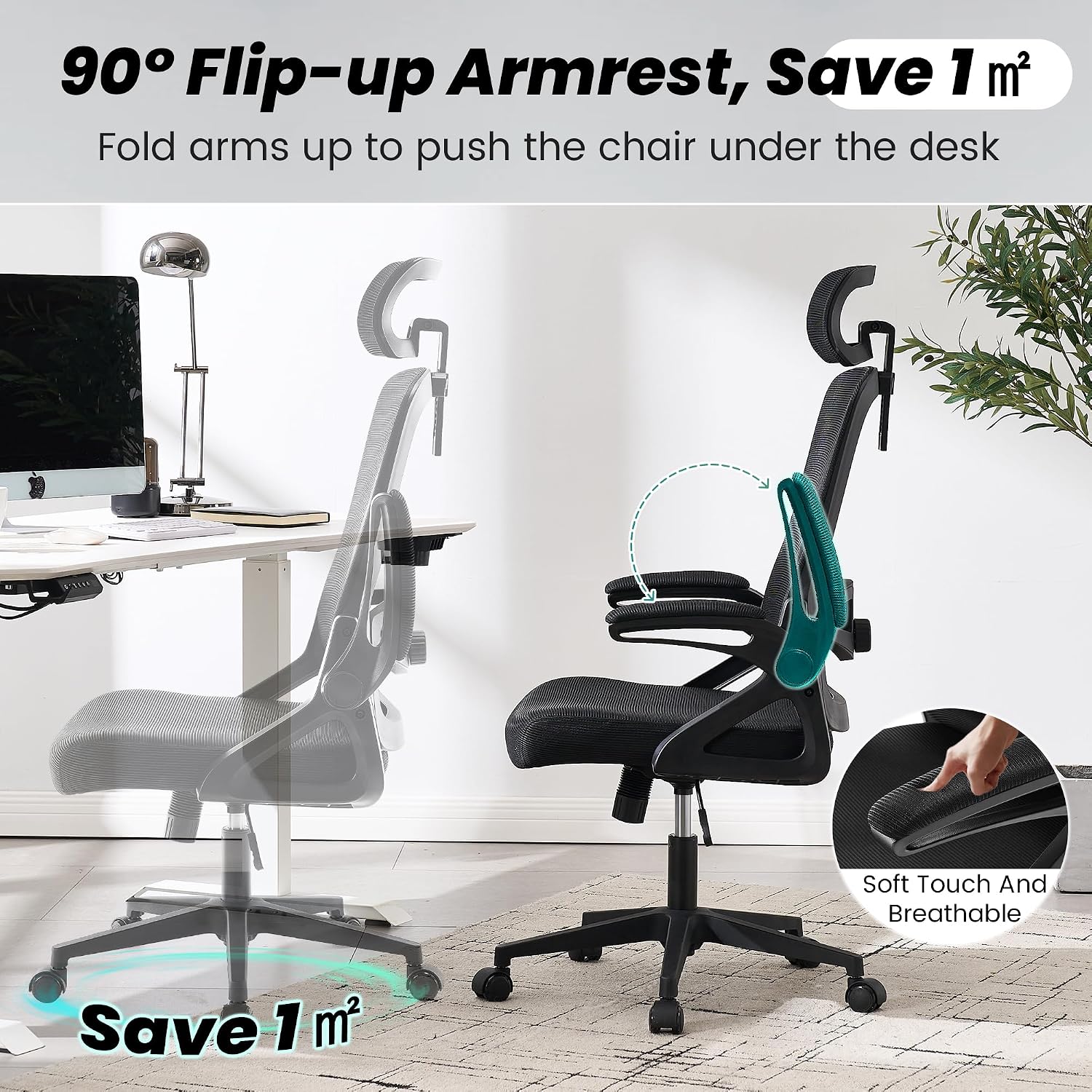 Black Mesh Office Chair Headrest