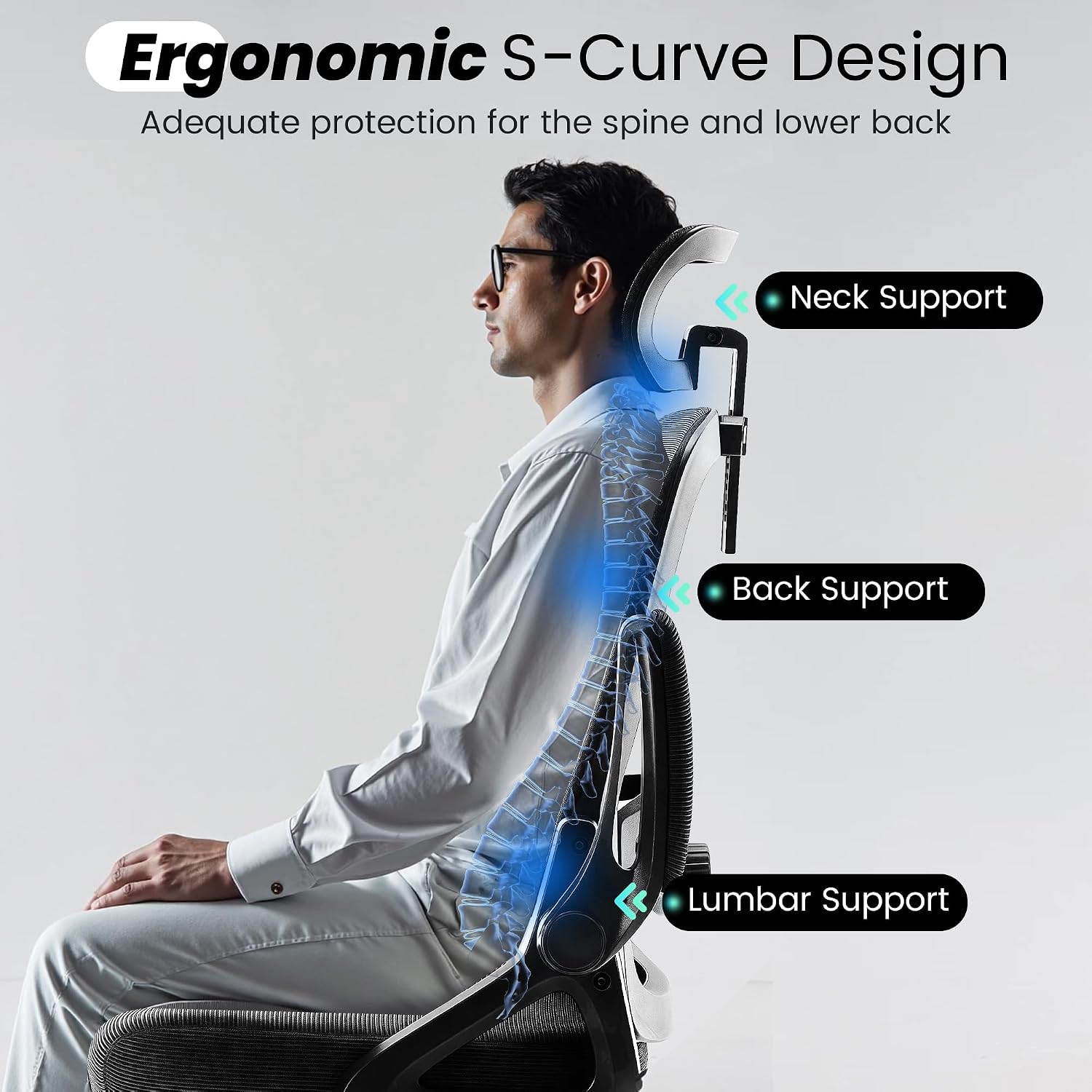 Black Mesh Office Chair Headrest