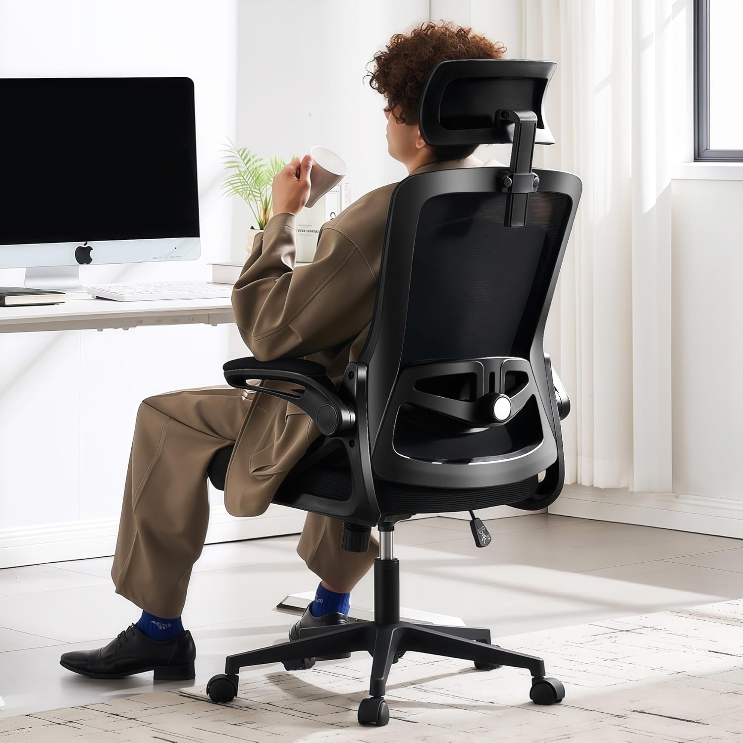Black Mesh Office Chair Headrest