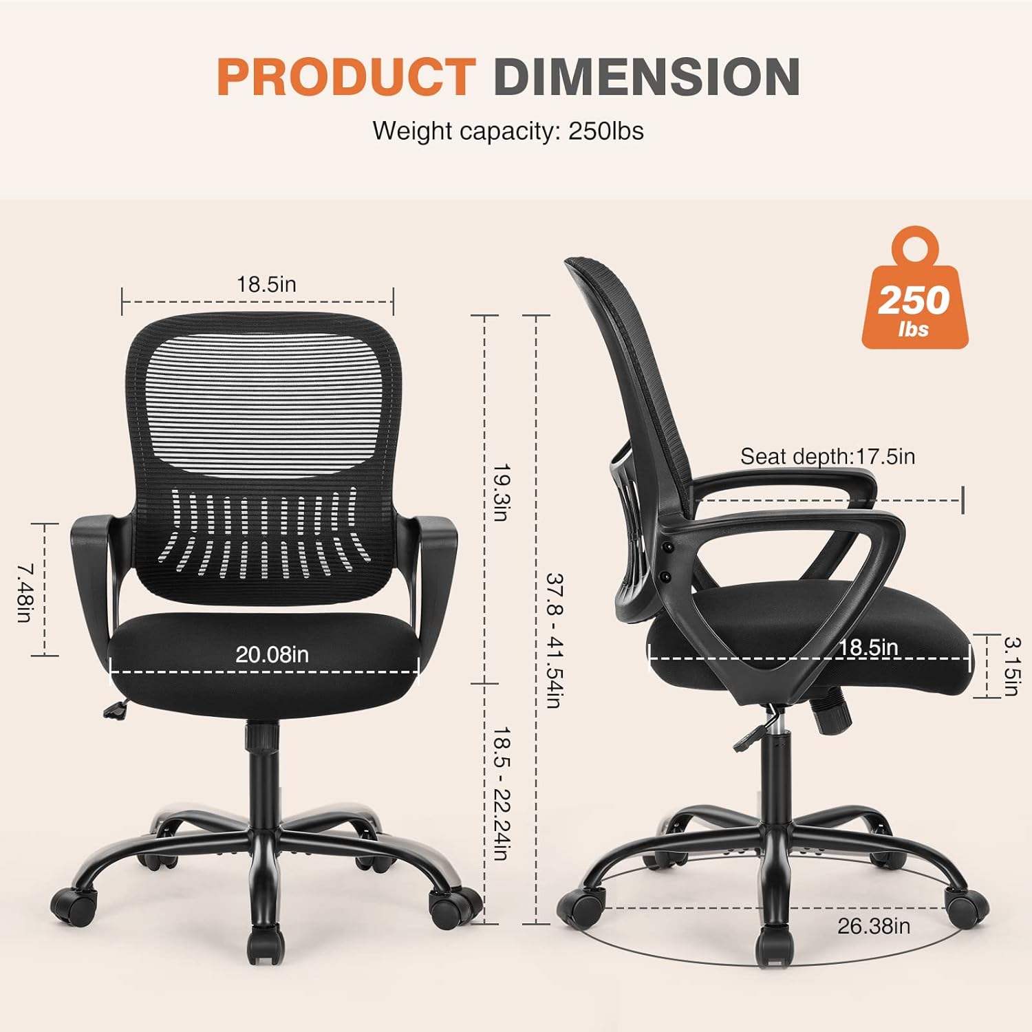 Black Mid-Back Mesh Office Chair
