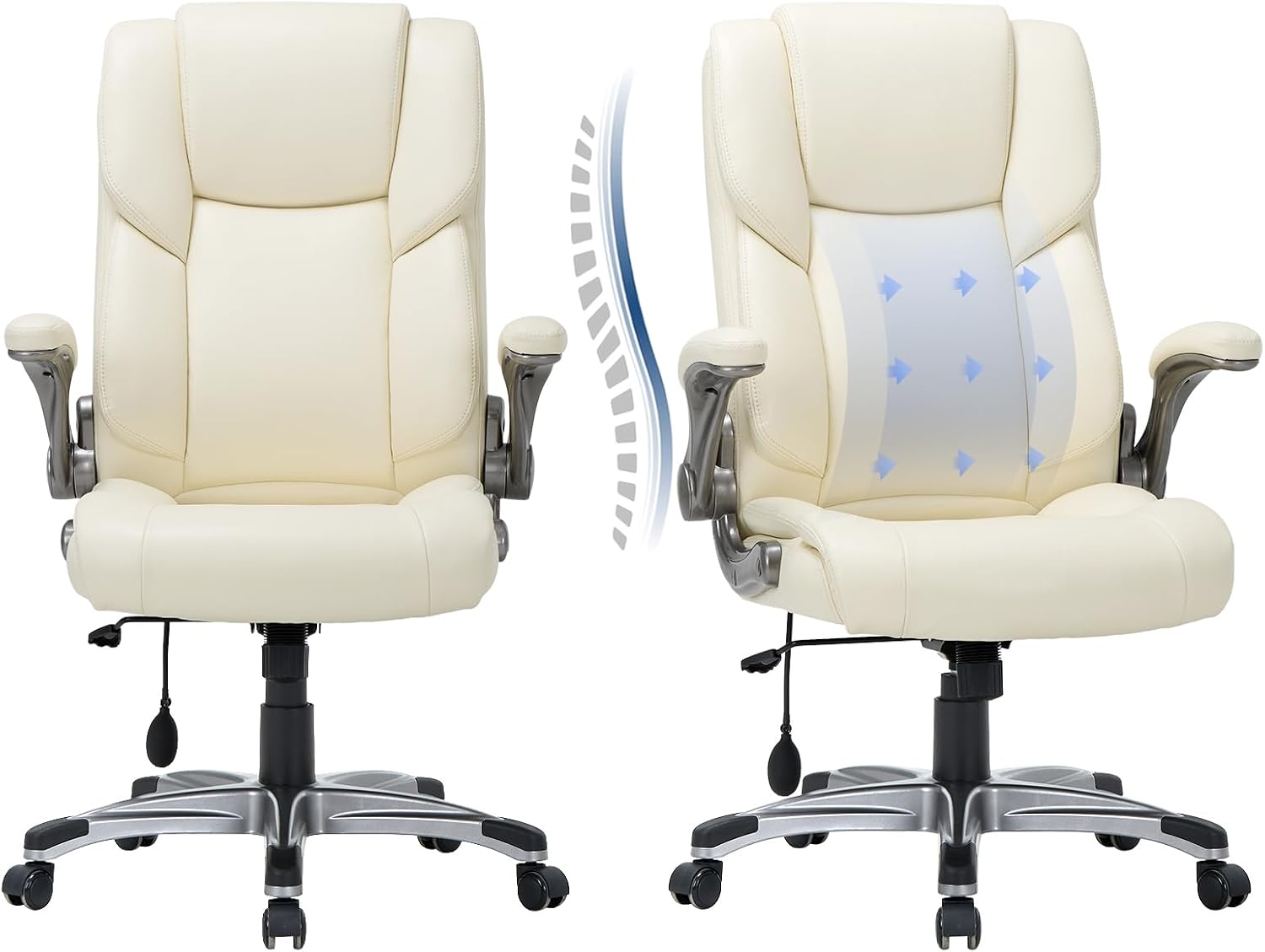 Black Padded Leather Executive Chair with Lumbar Support