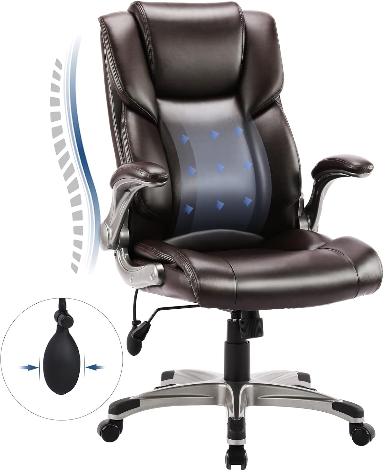 Black Padded Leather Executive Chair with Lumbar Support