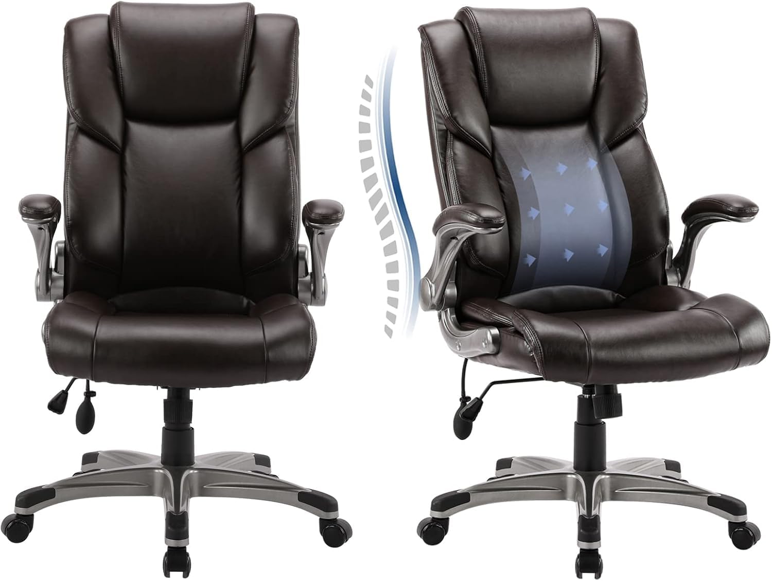 Black Padded Leather Executive Chair with Lumbar Support