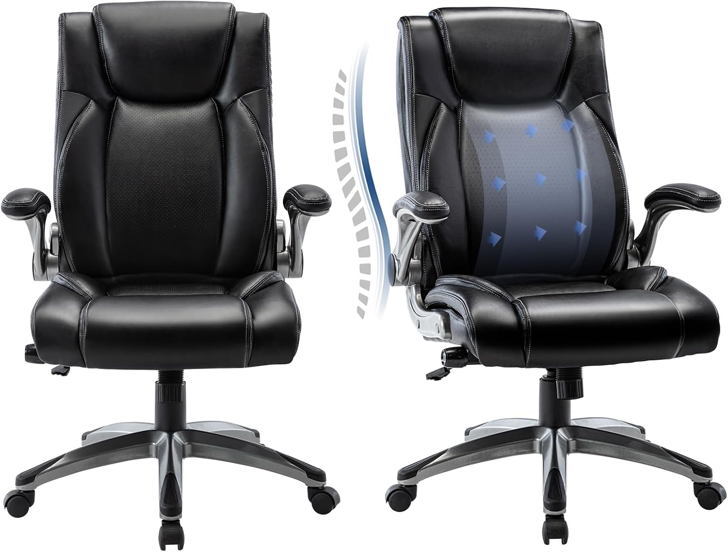 Black Padded Leather Executive Chair with Lumbar Support