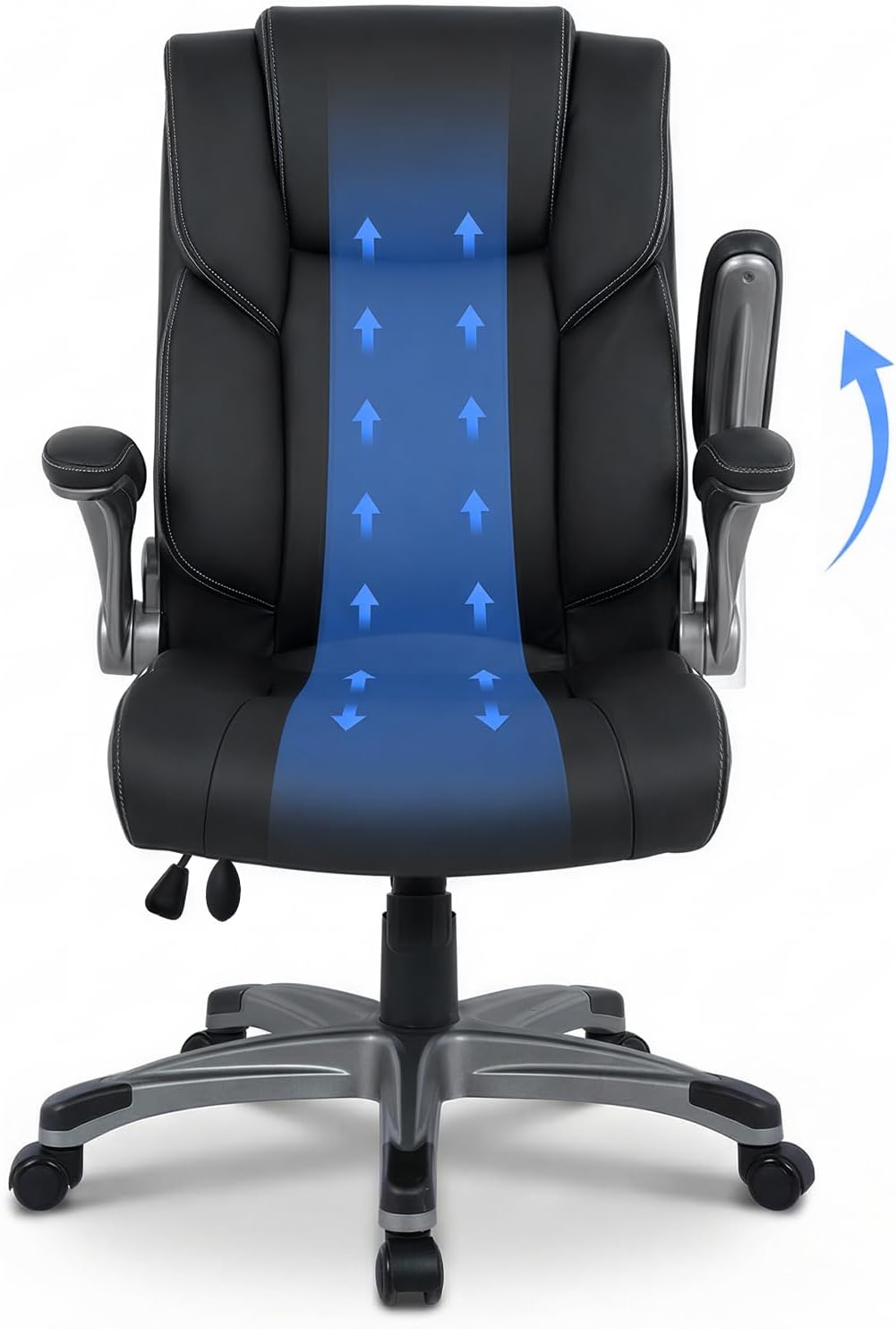 Black Padded Leather Executive Chair with Lumbar Support