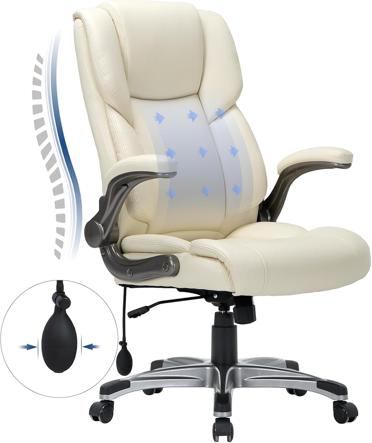 Black Padded Leather Executive Chair with Lumbar Support