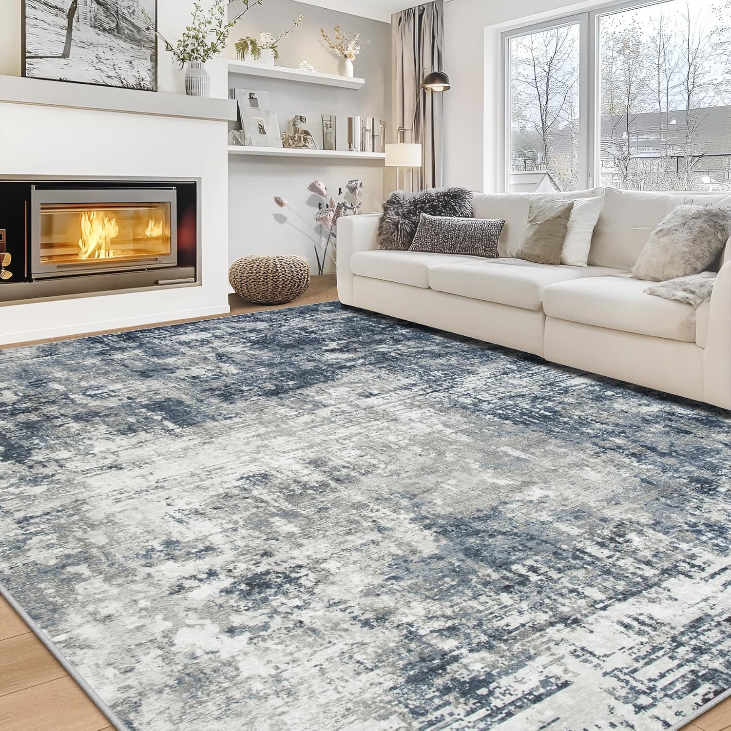 Blue Grey Abstract Area Rug Blue Grey Abstract Area Rug