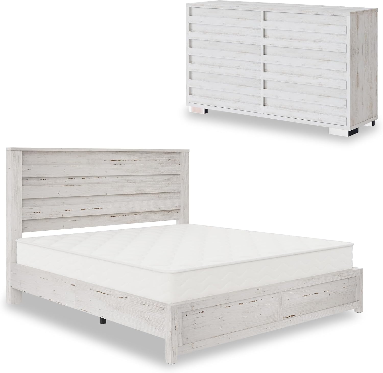 Distressed White Full Bedroom Set