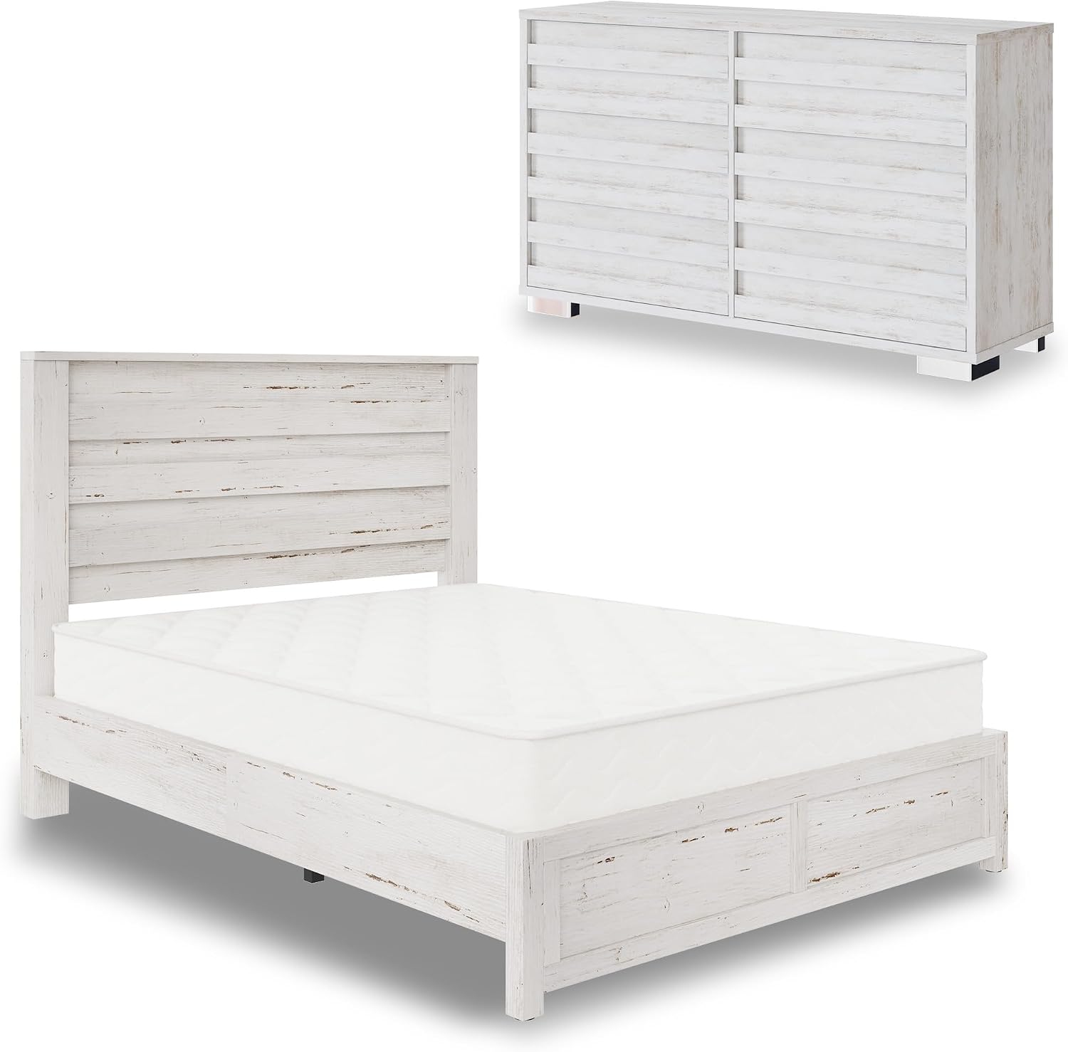 Distressed White Full Bedroom Set