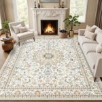 Beige Vintage Floral Area Rug