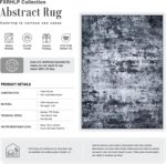 Black Washable Abstract Area Rug