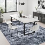Black Washable Abstract Area Rug
