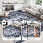 Black Washable Abstract Area Rug