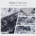 Black Washable Abstract Area Rug