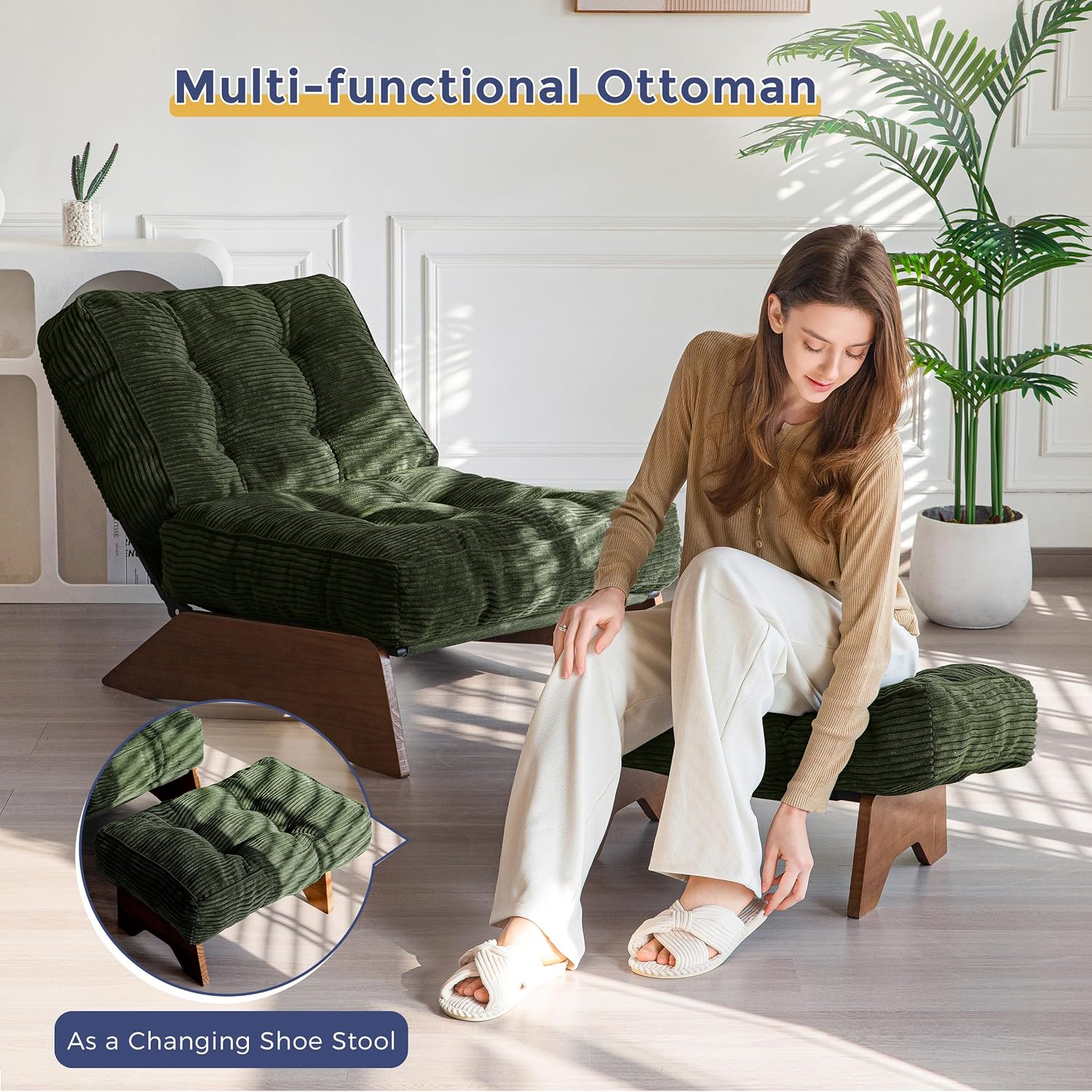 Green Corduroy Accent Chair