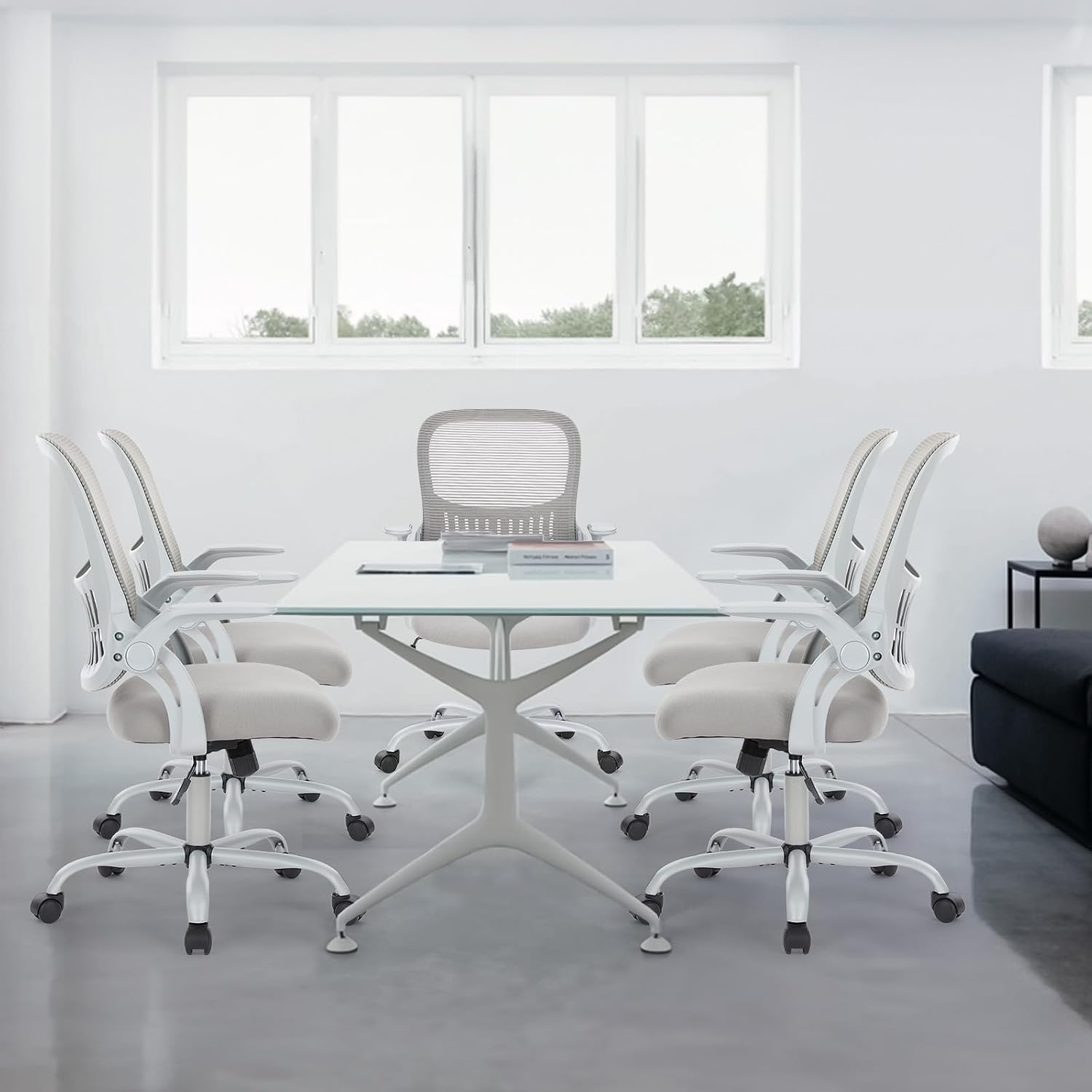 Grey Mesh Office Chair with Lumbar Support