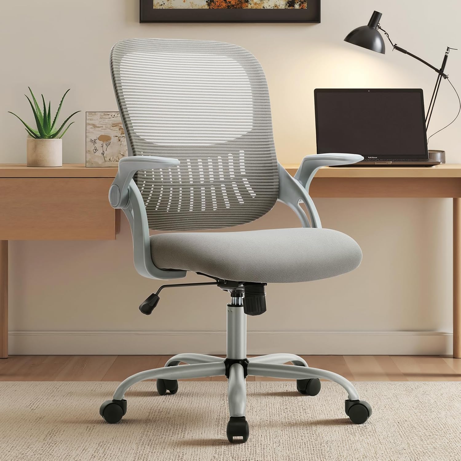 Grey Mesh Office Chair with Lumbar Support