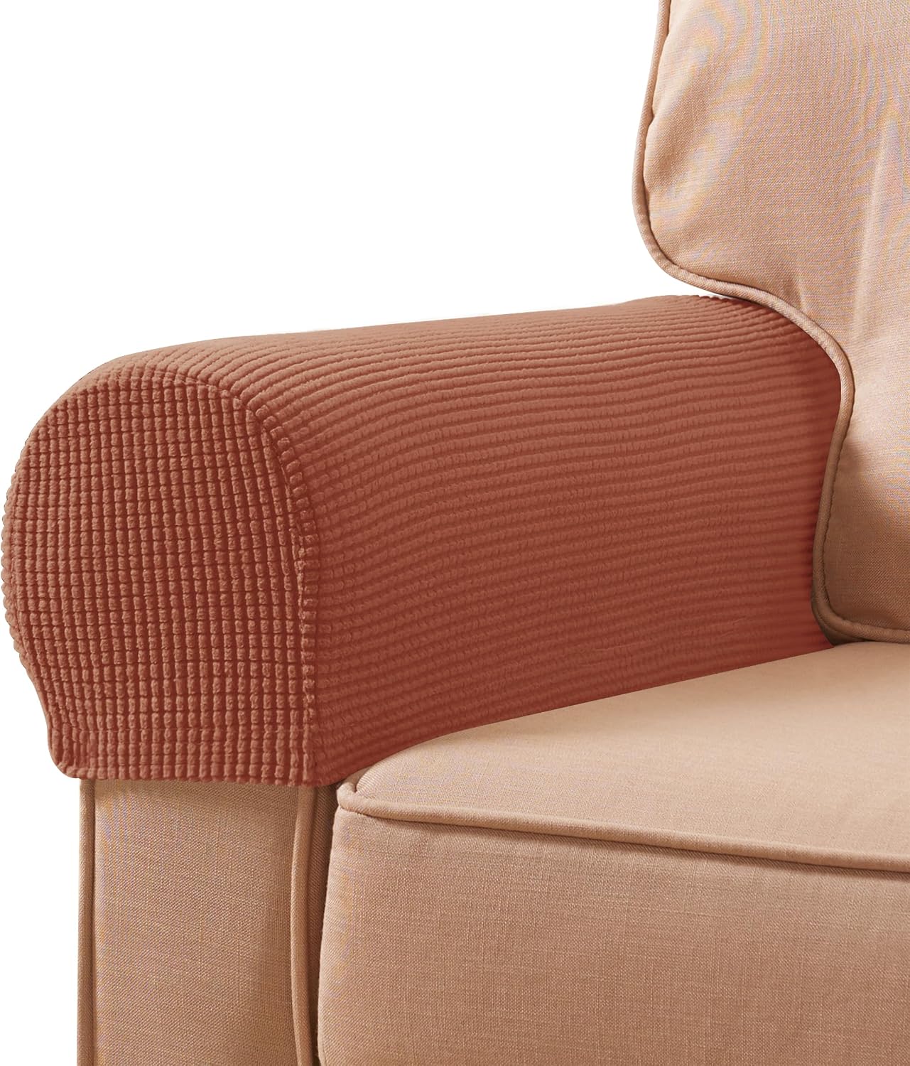 Ivory Checkered Sofa Arm Covers - Set of 2
