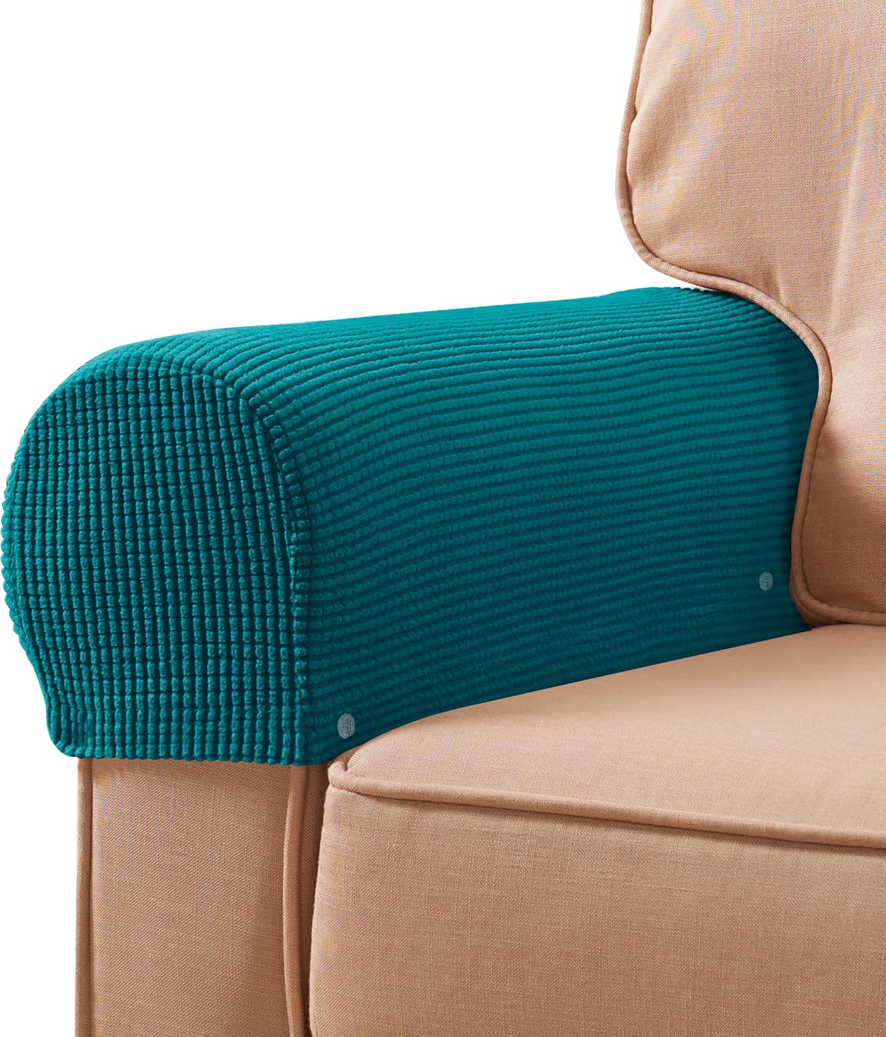 Ivory Checkered Sofa Arm Covers - Set of 2