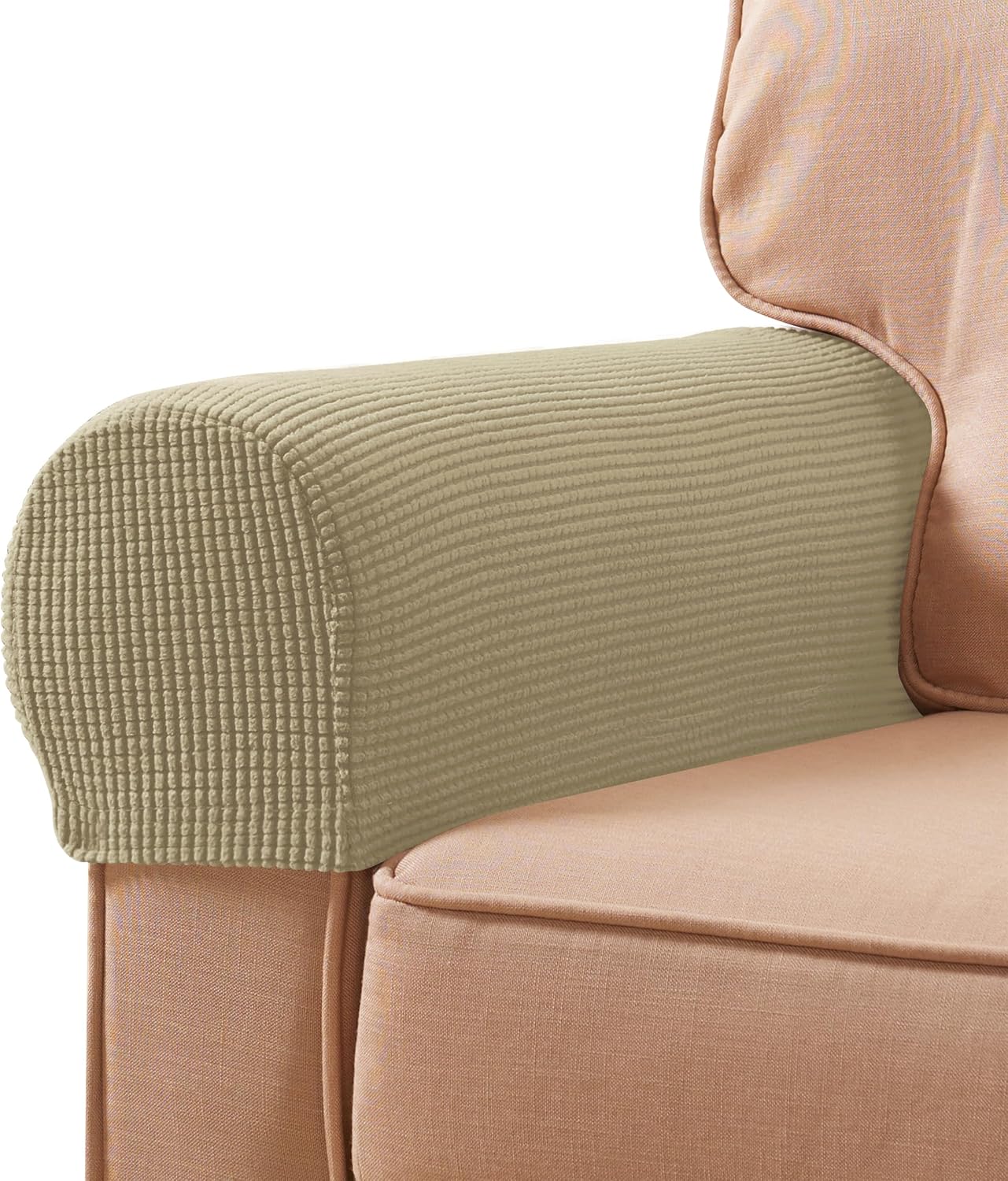 Ivory Checkered Sofa Arm Covers - Set of 2