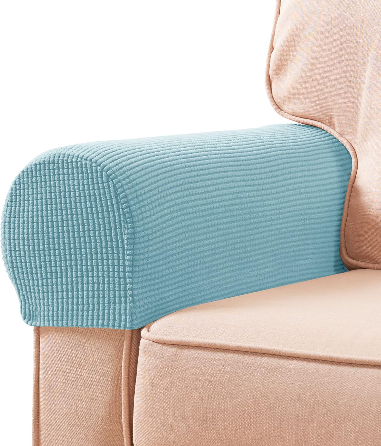 Ivory Checkered Sofa Arm Covers - Set of 2