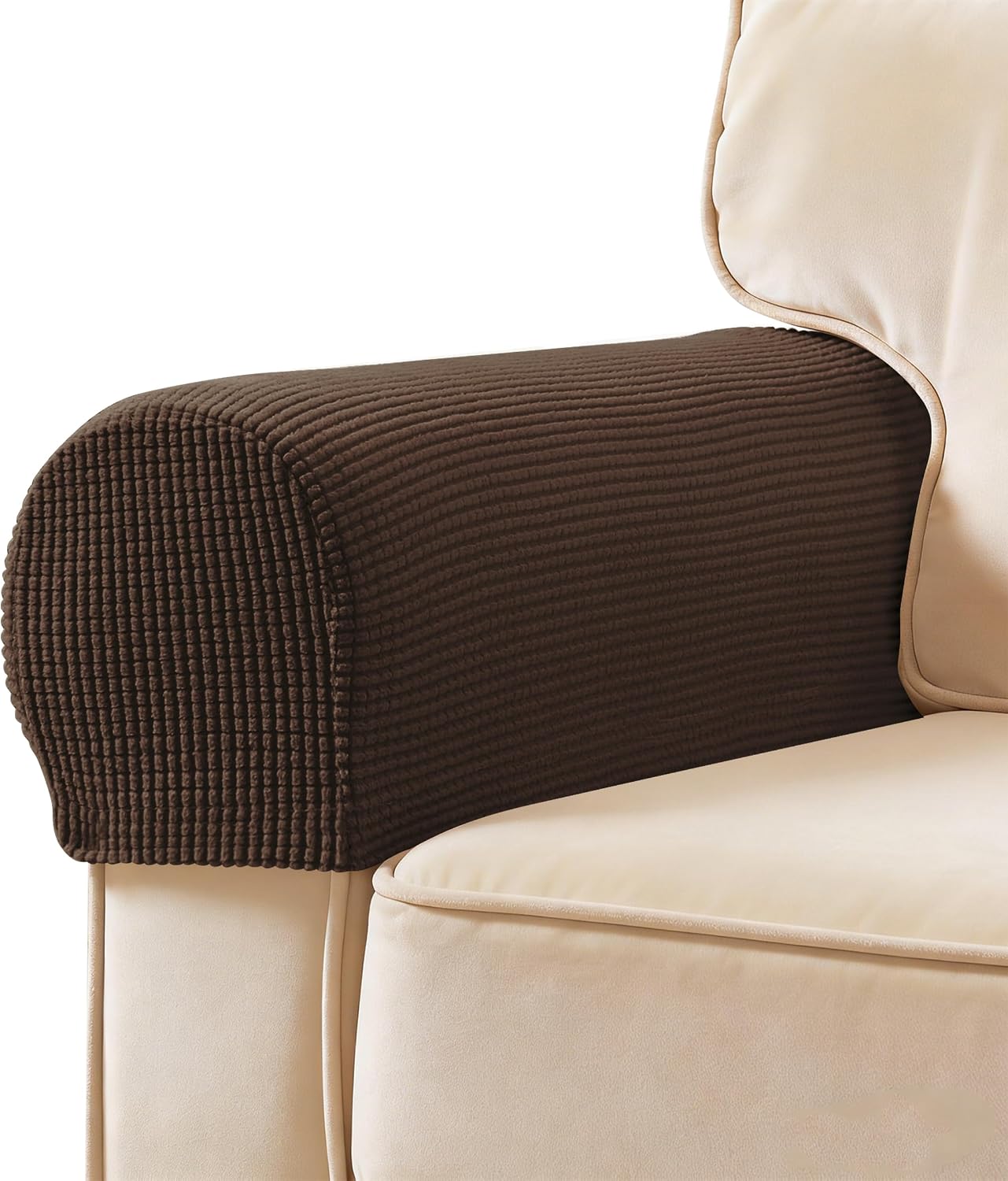 Ivory Checkered Sofa Arm Covers - Set of 2