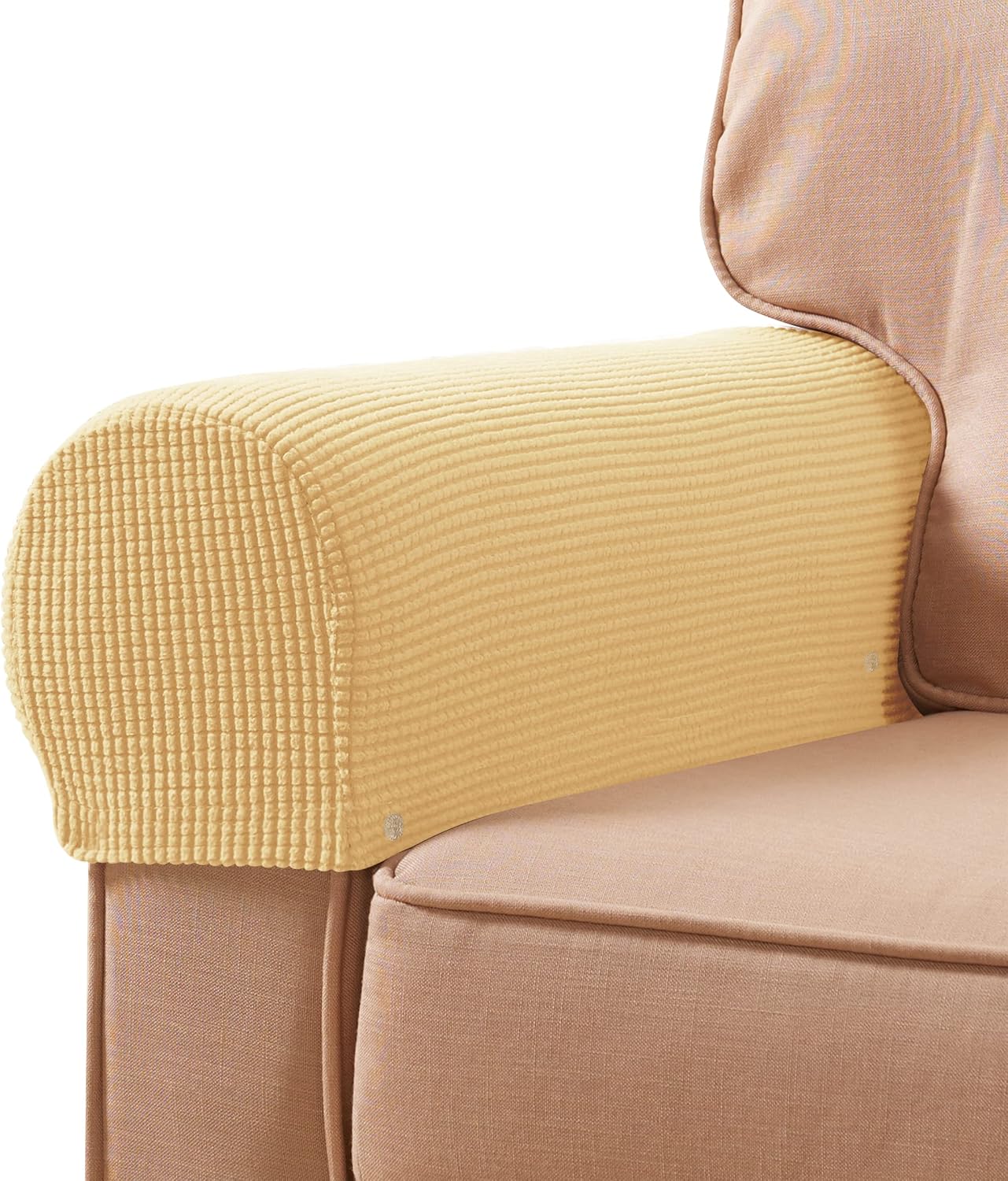 Ivory Checkered Sofa Arm Covers - Set of 2