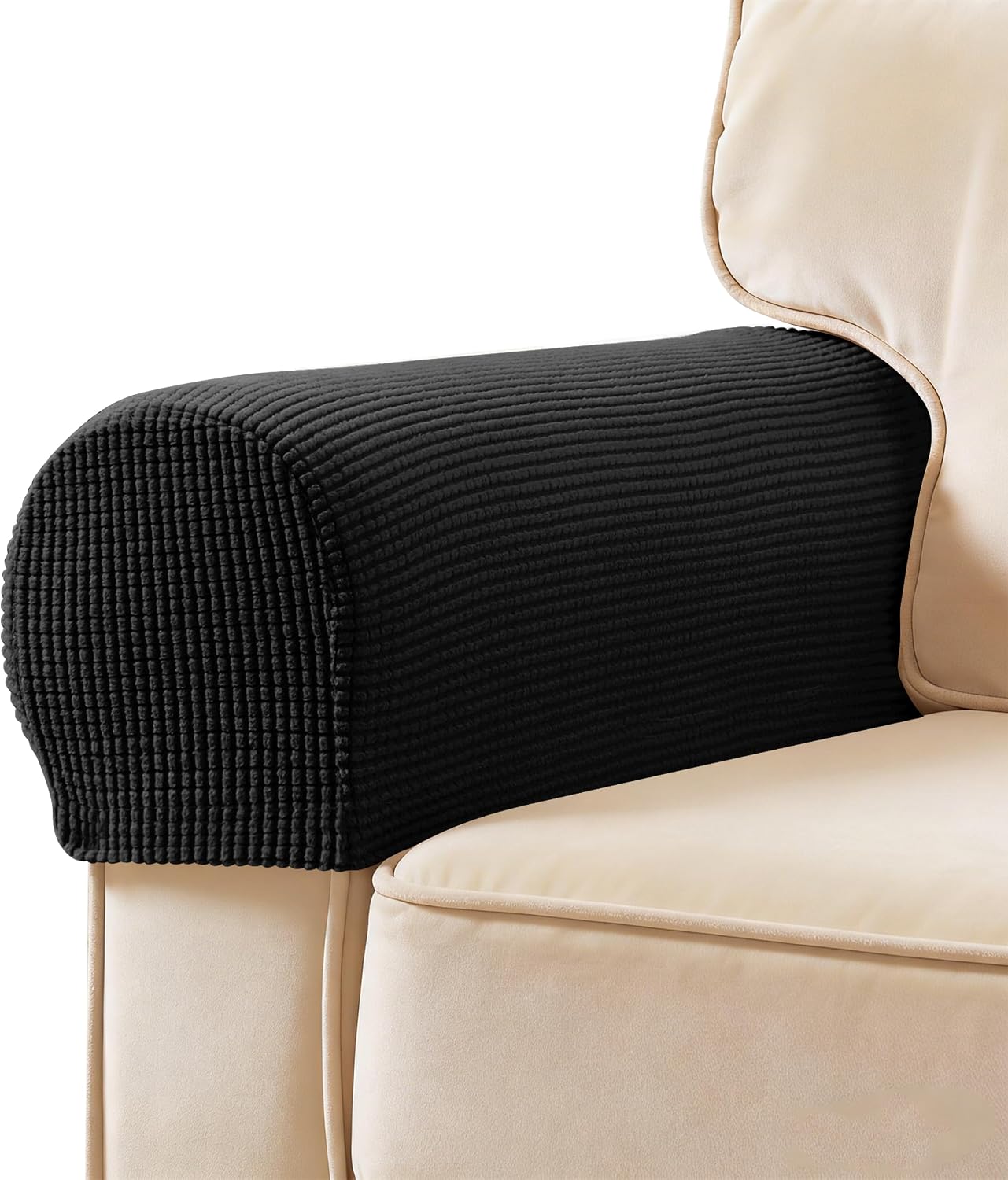Ivory Checkered Sofa Arm Covers - Set of 2