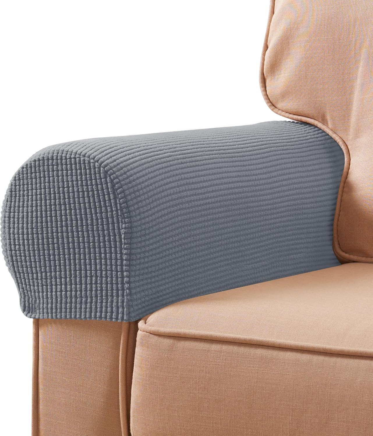 Ivory Checkered Sofa Arm Covers - Set of 2