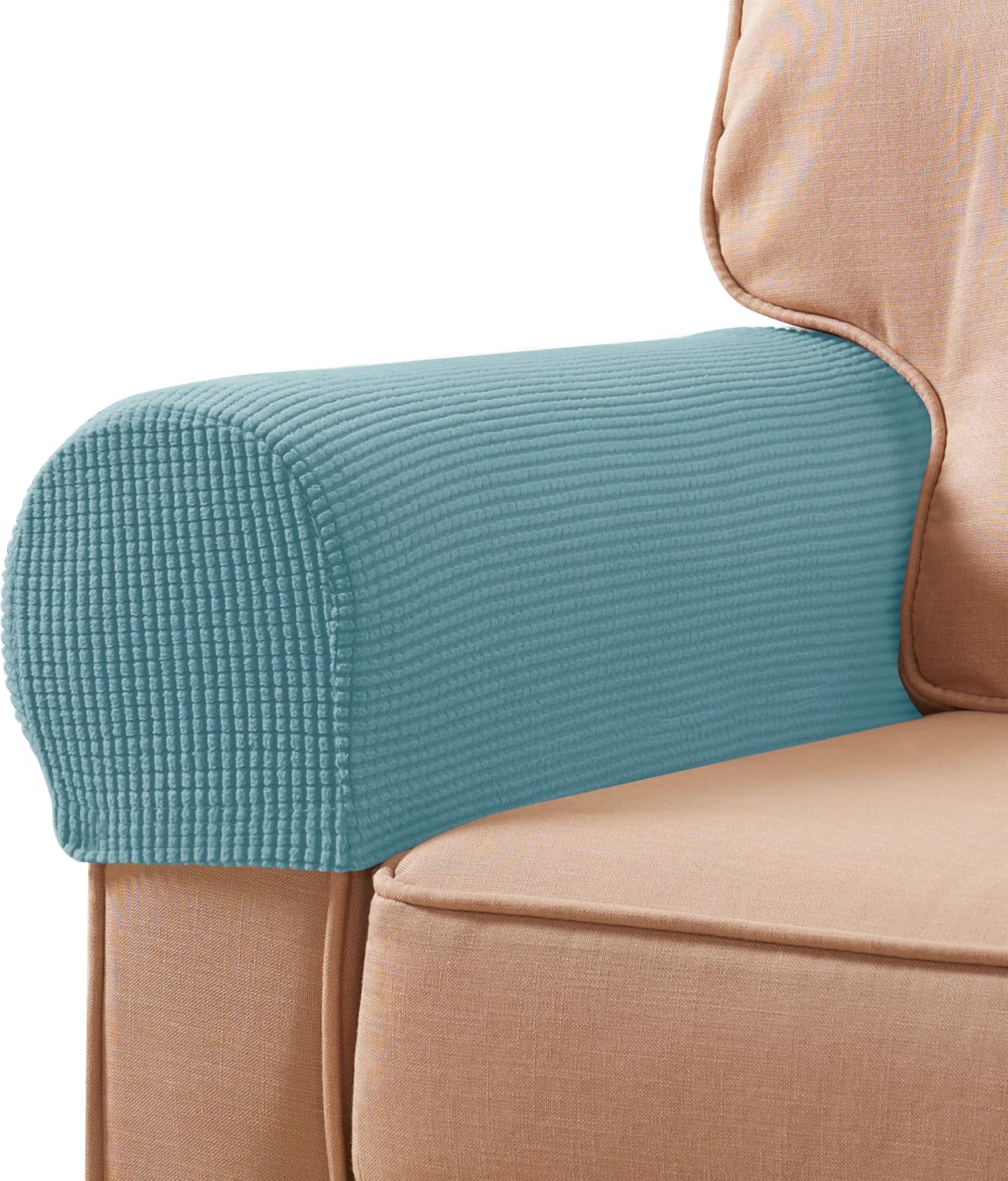 Ivory Checkered Sofa Arm Covers - Set of 2