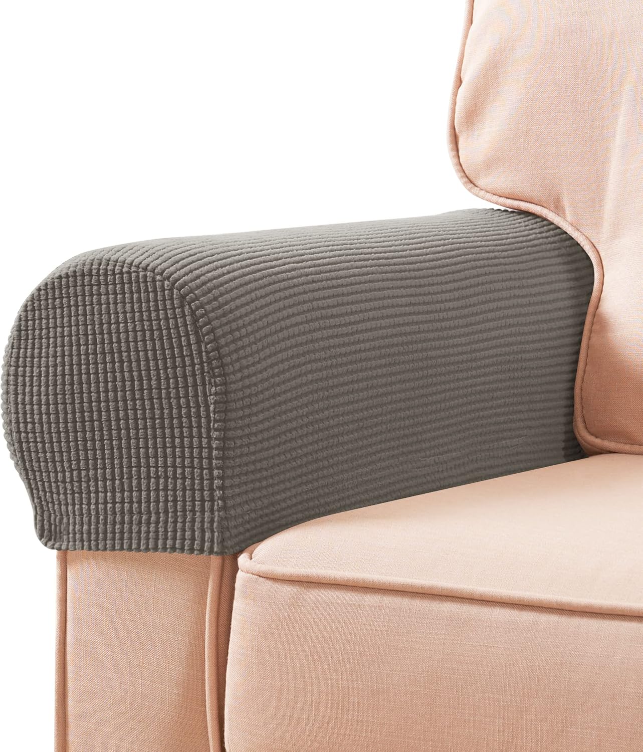 Ivory Checkered Sofa Arm Covers - Set of 2