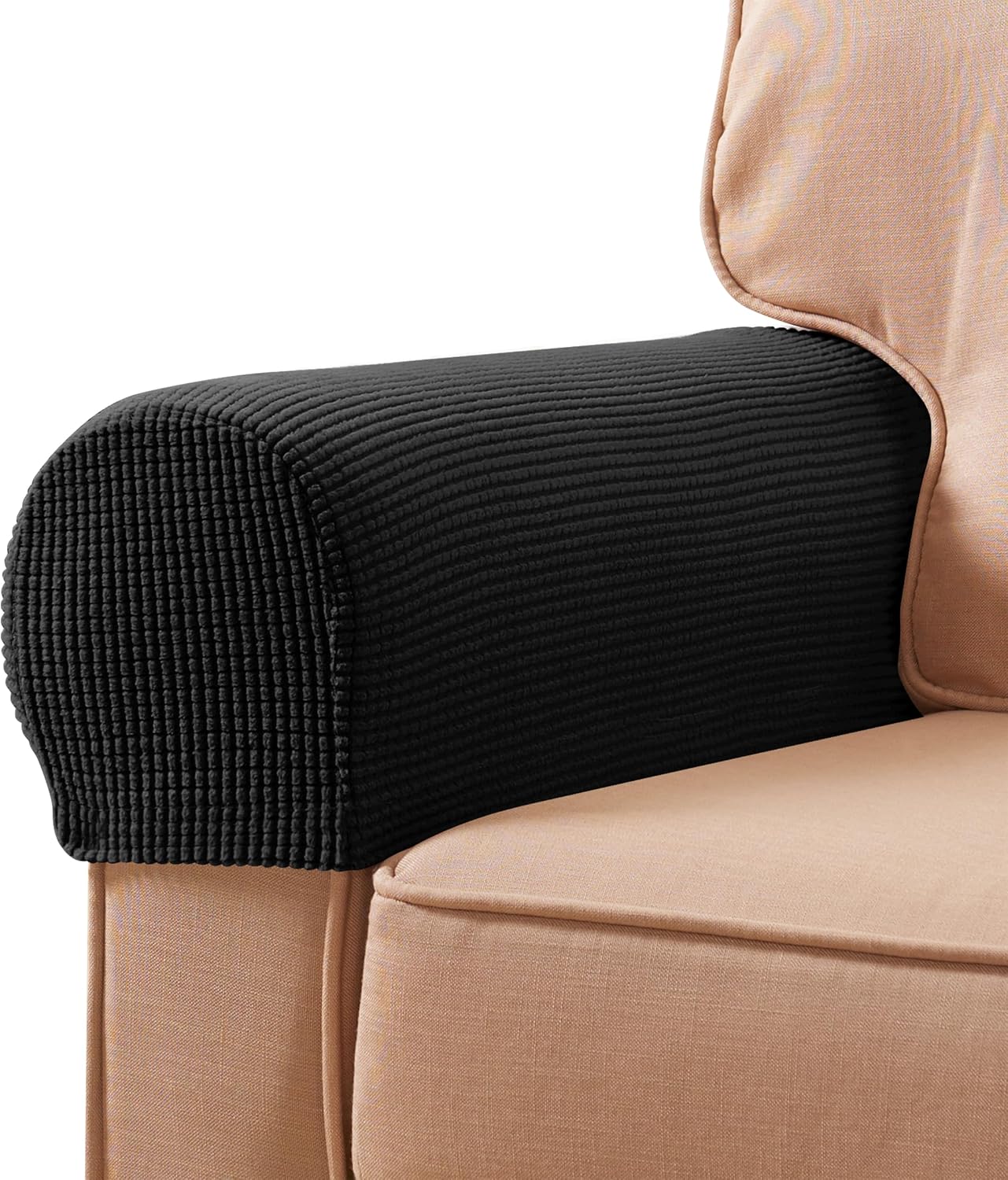 Ivory Checkered Sofa Arm Covers - Set of 2
