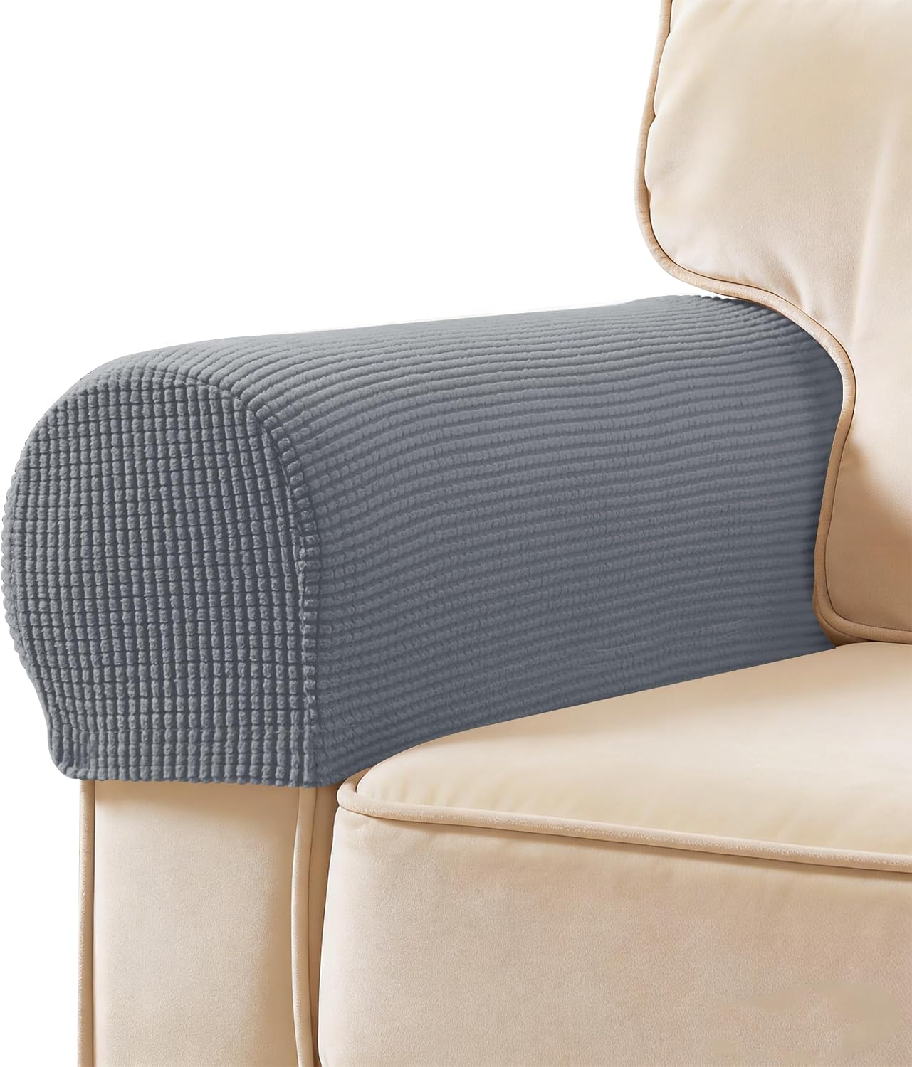 Ivory Checkered Sofa Arm Covers - Set of 2
