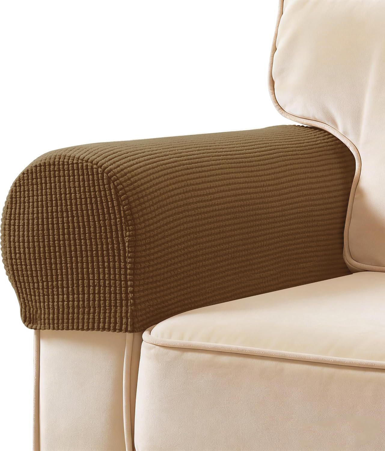 Ivory Checkered Sofa Arm Covers - Set of 2