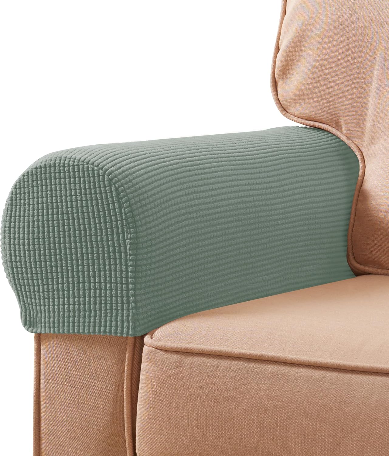 Ivory Checkered Sofa Arm Covers - Set of 2