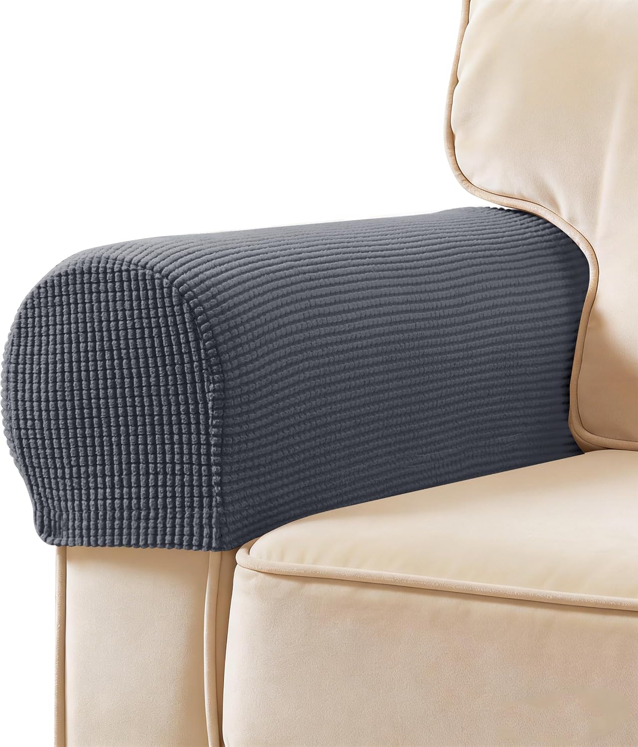 Ivory Checkered Sofa Arm Covers - Set of 2