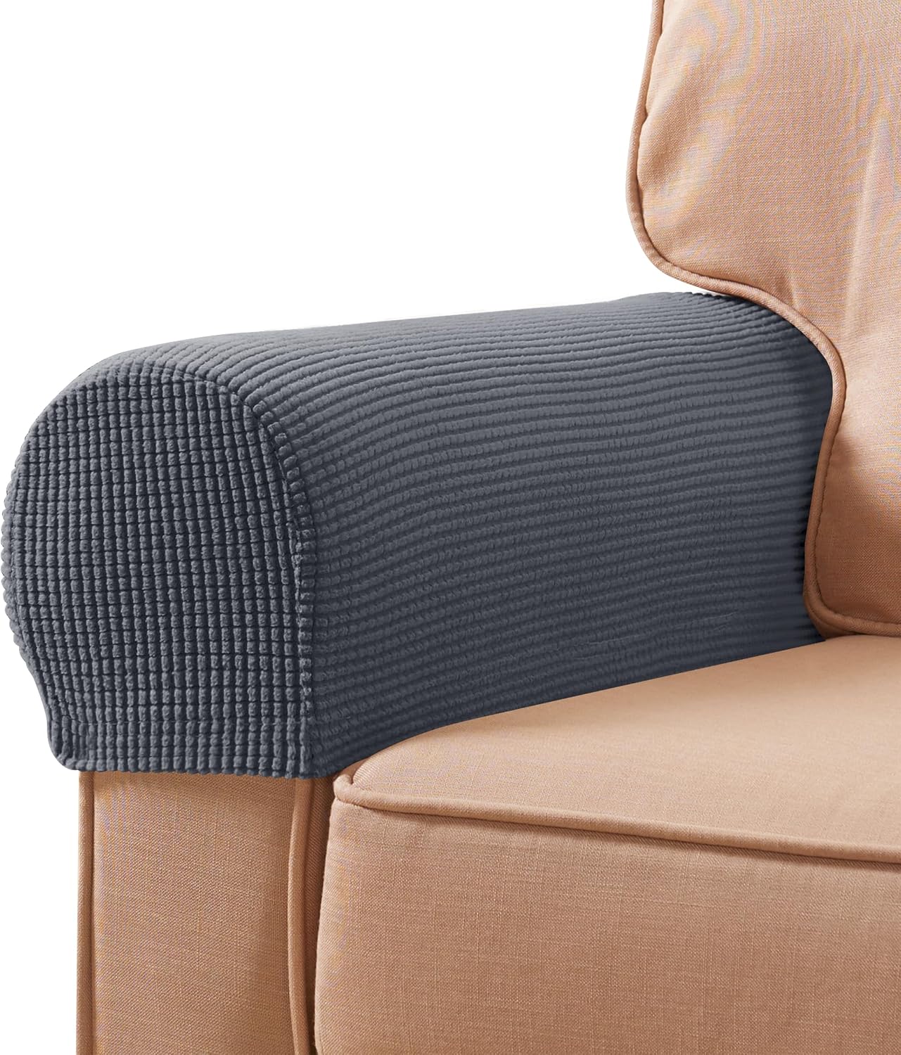 Ivory Checkered Sofa Arm Covers - Set of 2