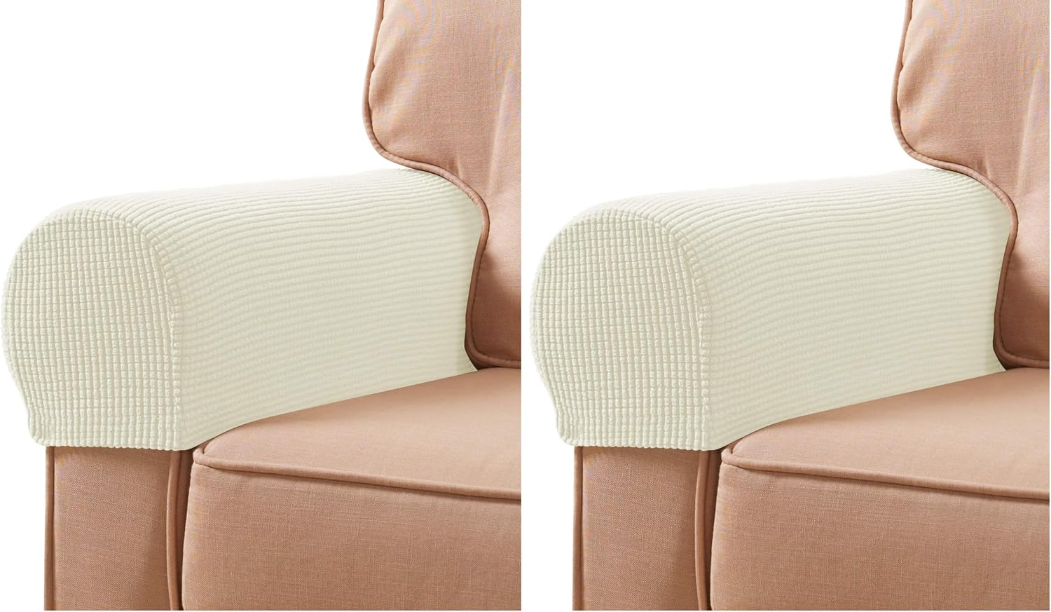 Ivory Checkered Sofa Arm Covers - Set of 2
