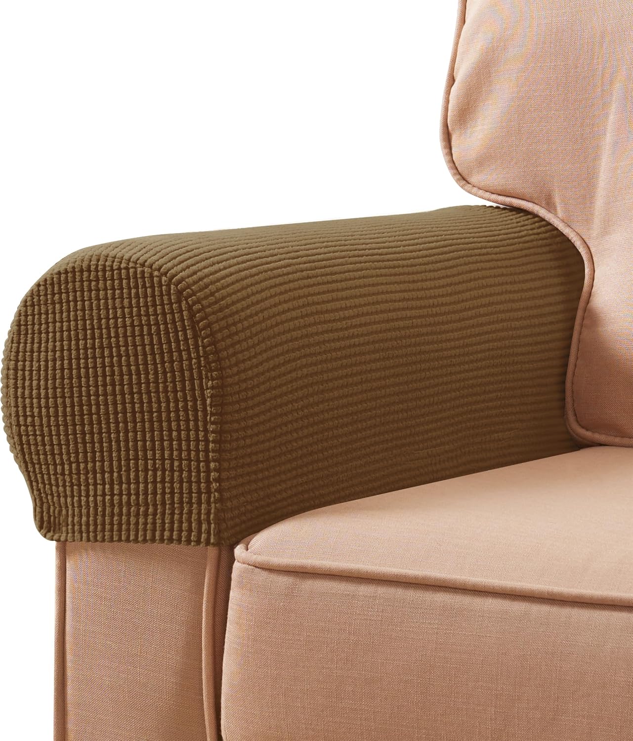 Ivory Checkered Sofa Arm Covers - Set of 2